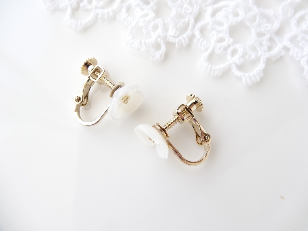 白蝶貝イヤリング・ブライダルベール