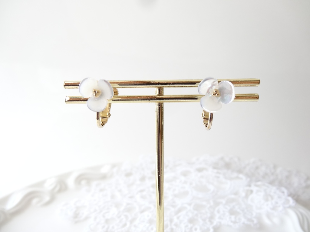 白蝶貝イヤリング・ブライダルベール