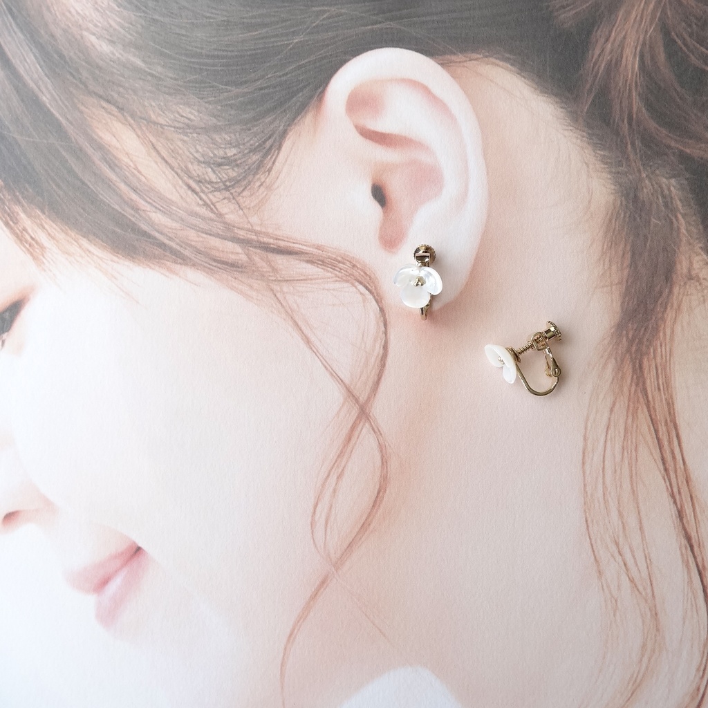 白蝶貝イヤリング・ブライダルベール