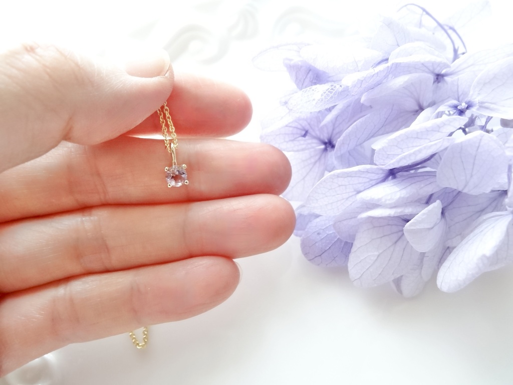 ピンクアメジスト&silver925/K18GP・リトルスター・ヴェルメイユ仕立て