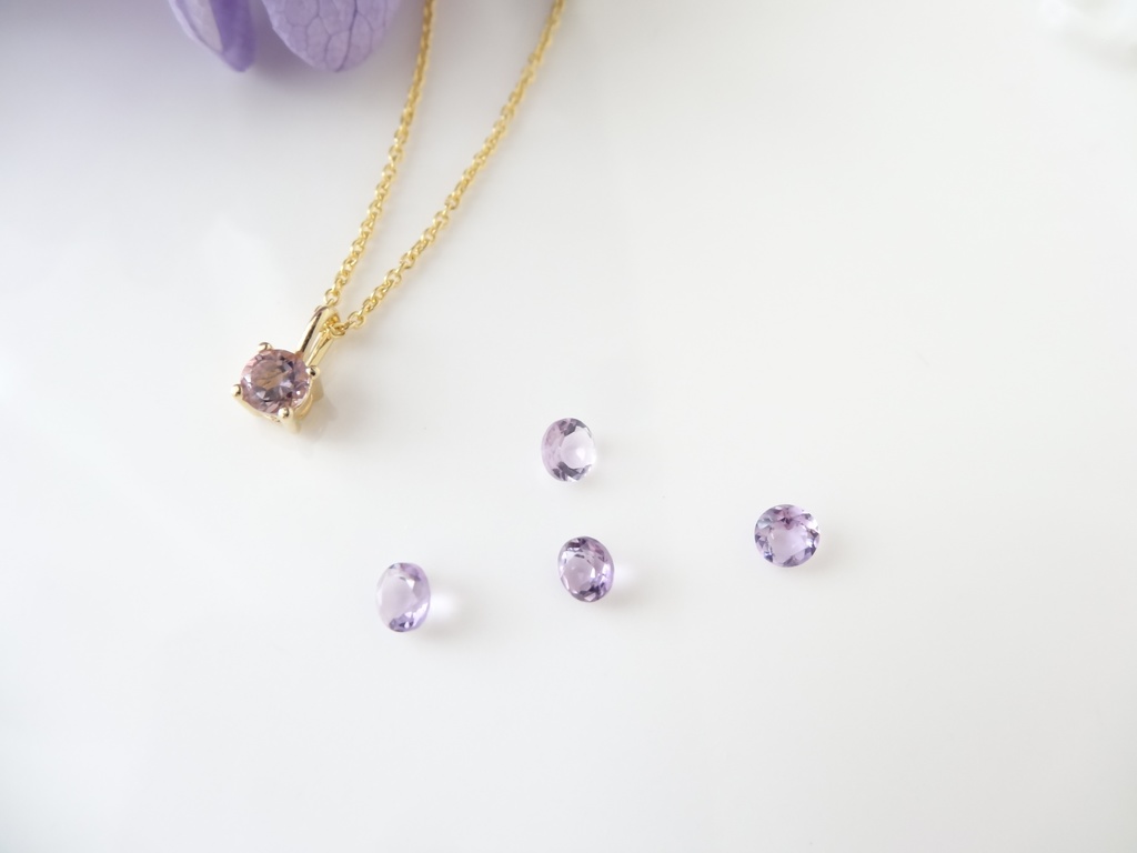 ピンクアメジスト&silver925/K18GP・リトルスター・ヴェルメイユ仕立て