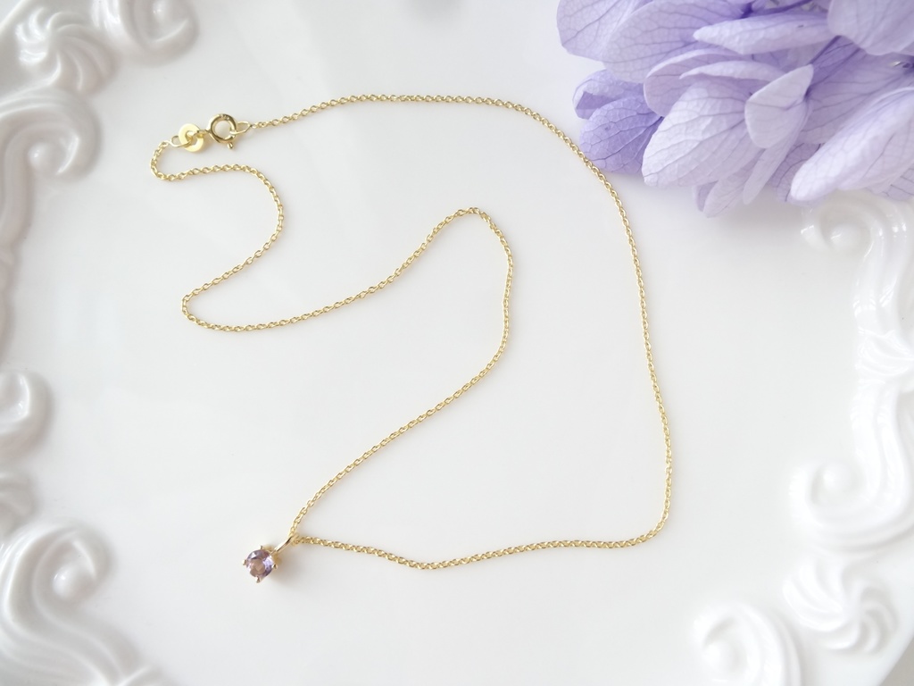 ピンクアメジスト&silver925/K18GP・リトルスター・ヴェルメイユ仕立て