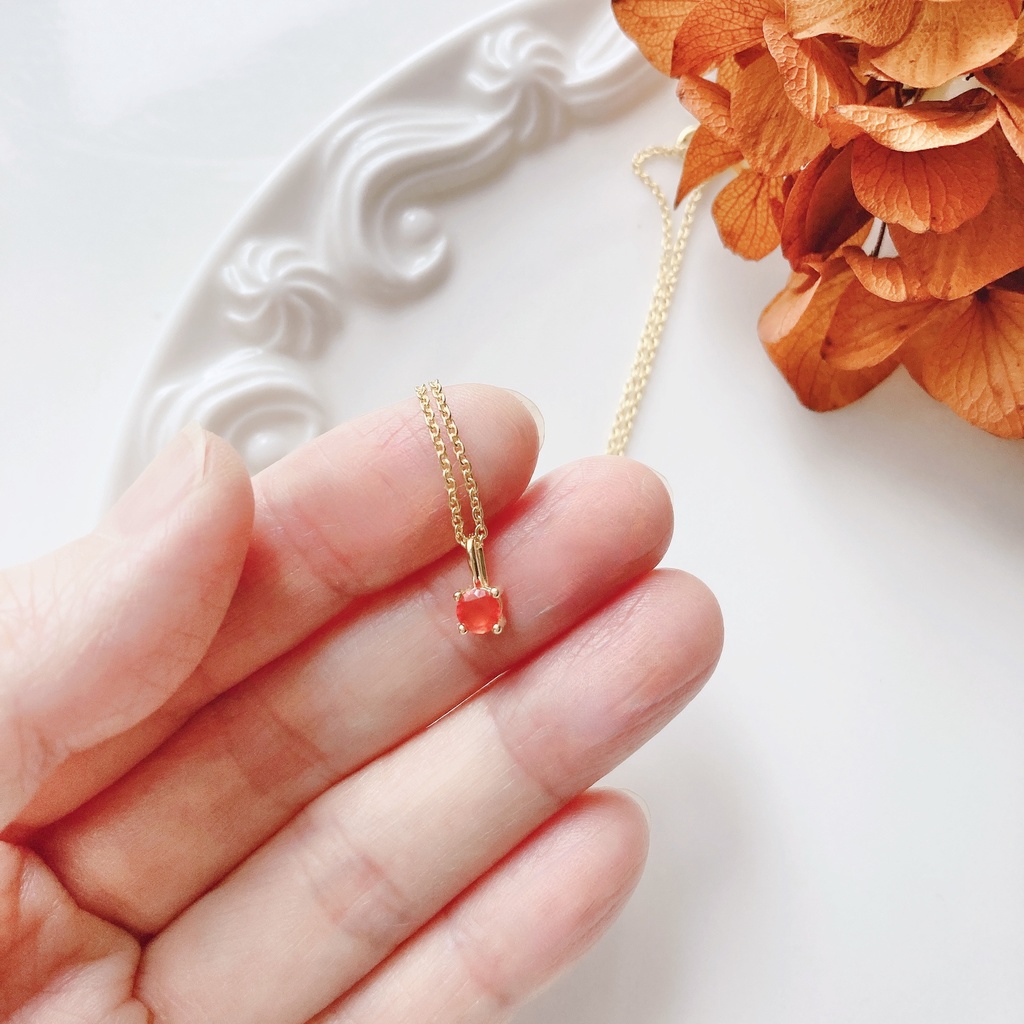 カーネリアン&silver925/K18GP・リトルスター・ヴェルメイユ仕立て