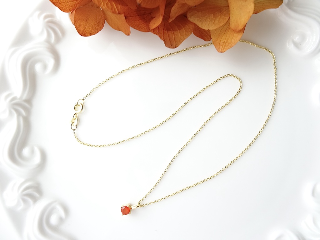 カーネリアン&silver925/K18GP・リトルスター・ヴェルメイユ仕立て