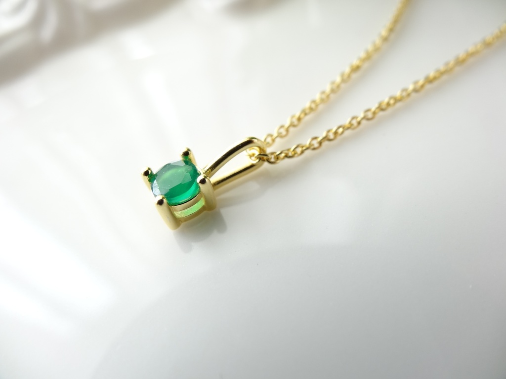 グリーンオニキス&silver925/K18GP・リトルスター・ヴェルメイユ仕立て