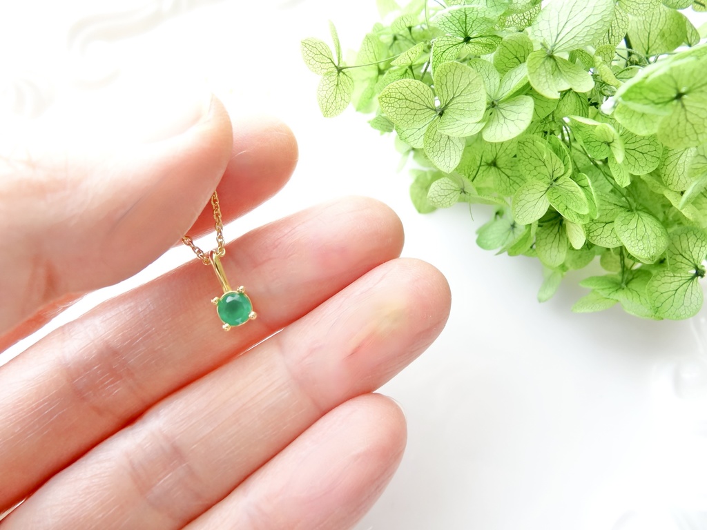 グリーンオニキス&silver925/K18GP・リトルスター・ヴェルメイユ仕立て