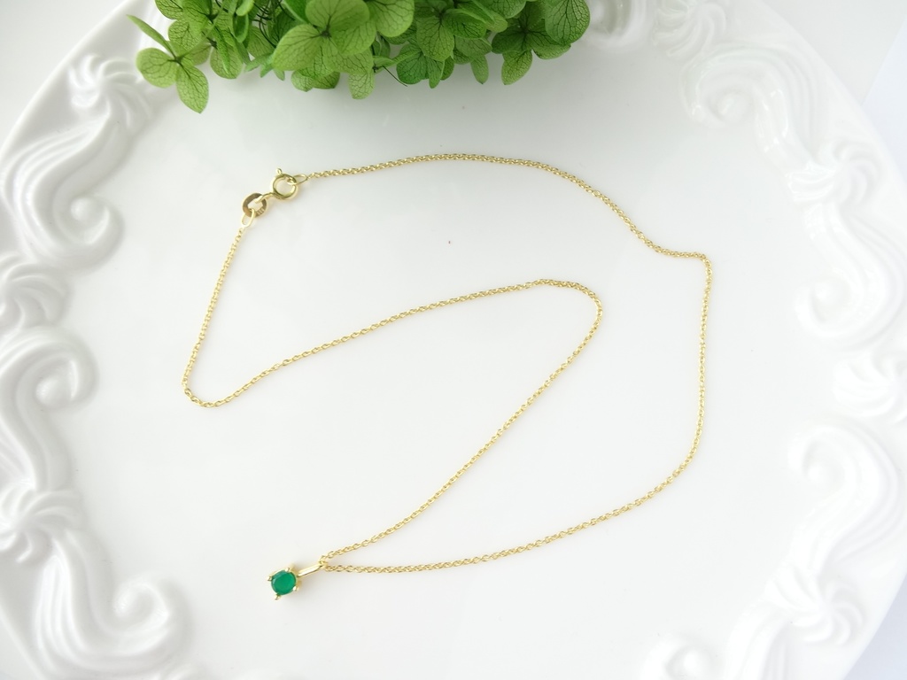 グリーンオニキス&silver925/K18GP・リトルスター・ヴェルメイユ仕立て