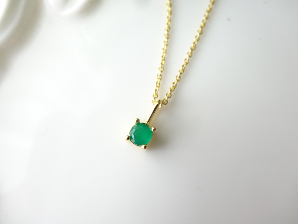 グリーンオニキス&silver925/K18GP・リトルスター・ヴェルメイユ仕立て