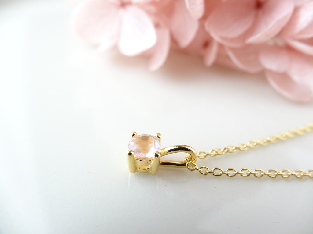 ローズクォーツ&silver925/K18GP・リトルスター・ヴェルメイユ仕立て