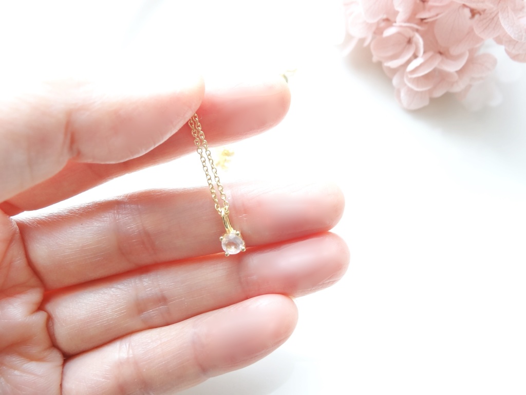 ローズクォーツ&silver925/K18GP・リトルスター・ヴェルメイユ仕立て