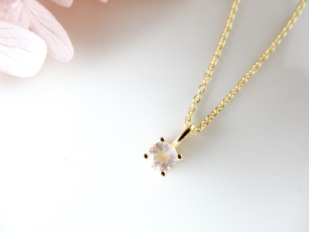 ローズクォーツ&silver925/K18GP・リトルスター・ヴェルメイユ仕立て