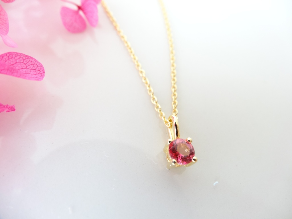 ピンクトパーズ&silver925/K18GP・リトルスター・ヴェルメイユ仕立て