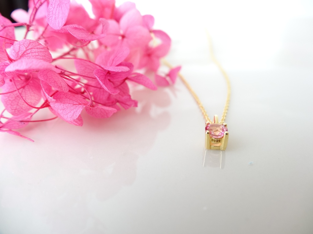 ピンクトパーズ&silver925/K18GP・リトルスター・ヴェルメイユ仕立て