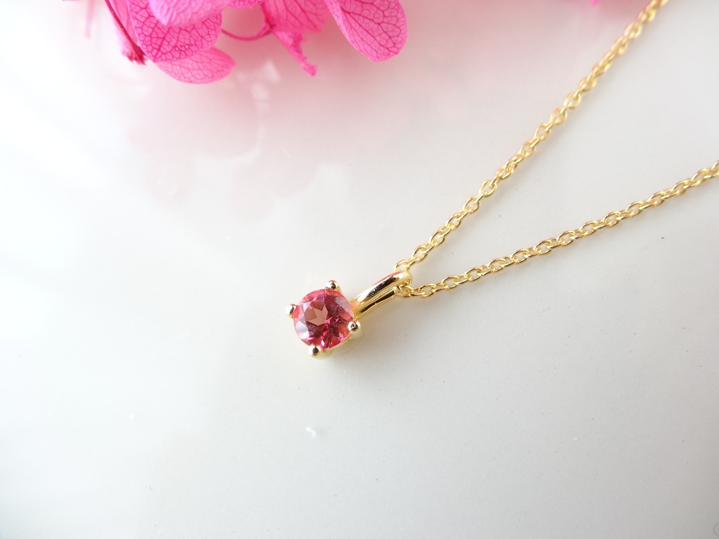 ピンクトパーズ&silver925/K18GP・リトルスター・ヴェルメイユ仕立て