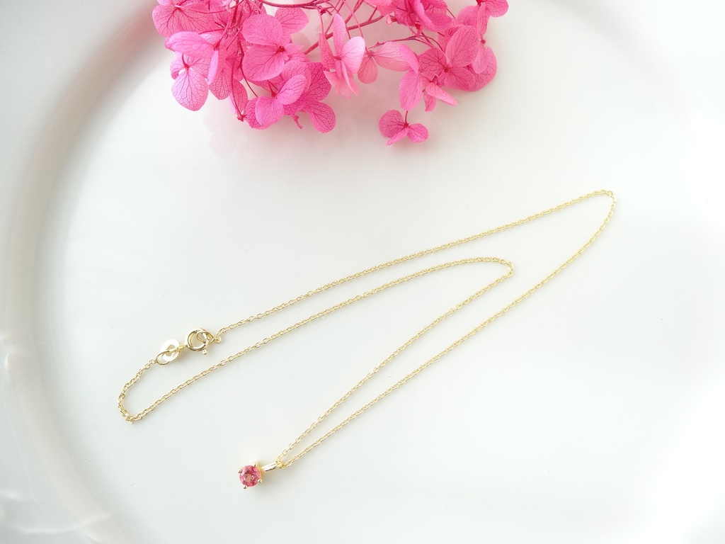 ピンクトパーズ&silver925/K18GP・リトルスター・ヴェルメイユ仕立て