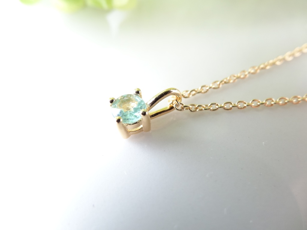 グリーンカイヤナイト&silver925/K18GP・リトルスター・ヴェルメイユ仕立て