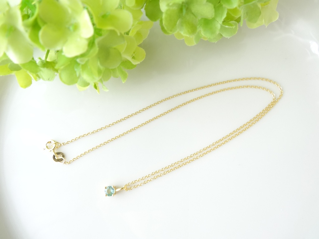 グリーンカイヤナイト&silver925/K18GP・リトルスター・ヴェルメイユ仕立て