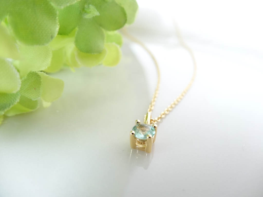 グリーンカイヤナイト&silver925/K18GP・リトルスター・ヴェルメイユ仕立て