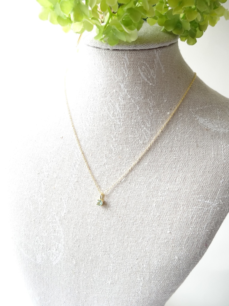 グリーンカイヤナイト&silver925/K18GP・リトルスター・ヴェルメイユ仕立て