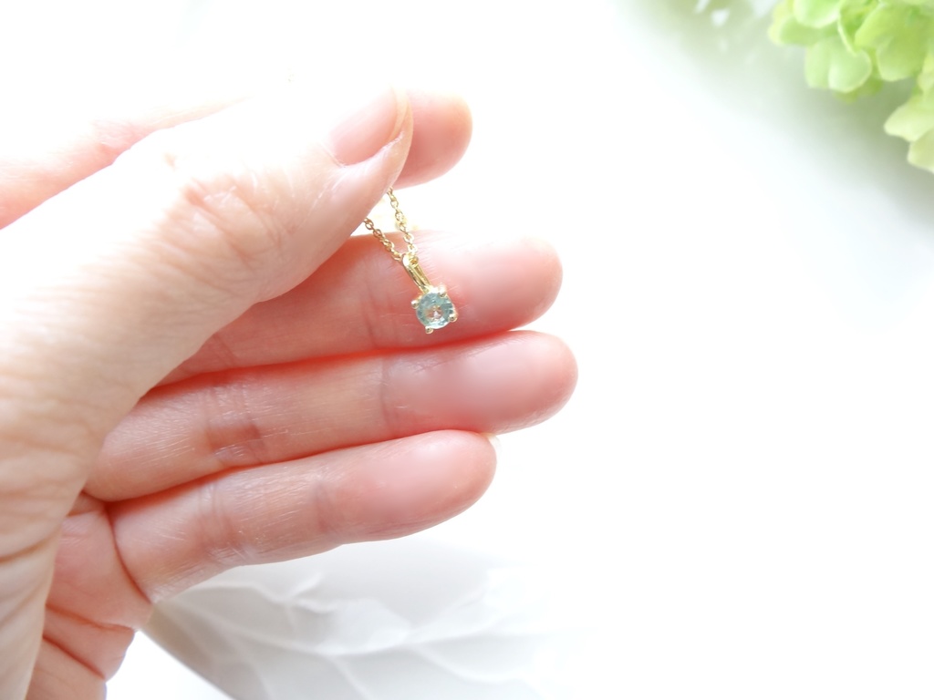 グリーンカイヤナイト&silver925/K18GP・リトルスター・ヴェルメイユ仕立て