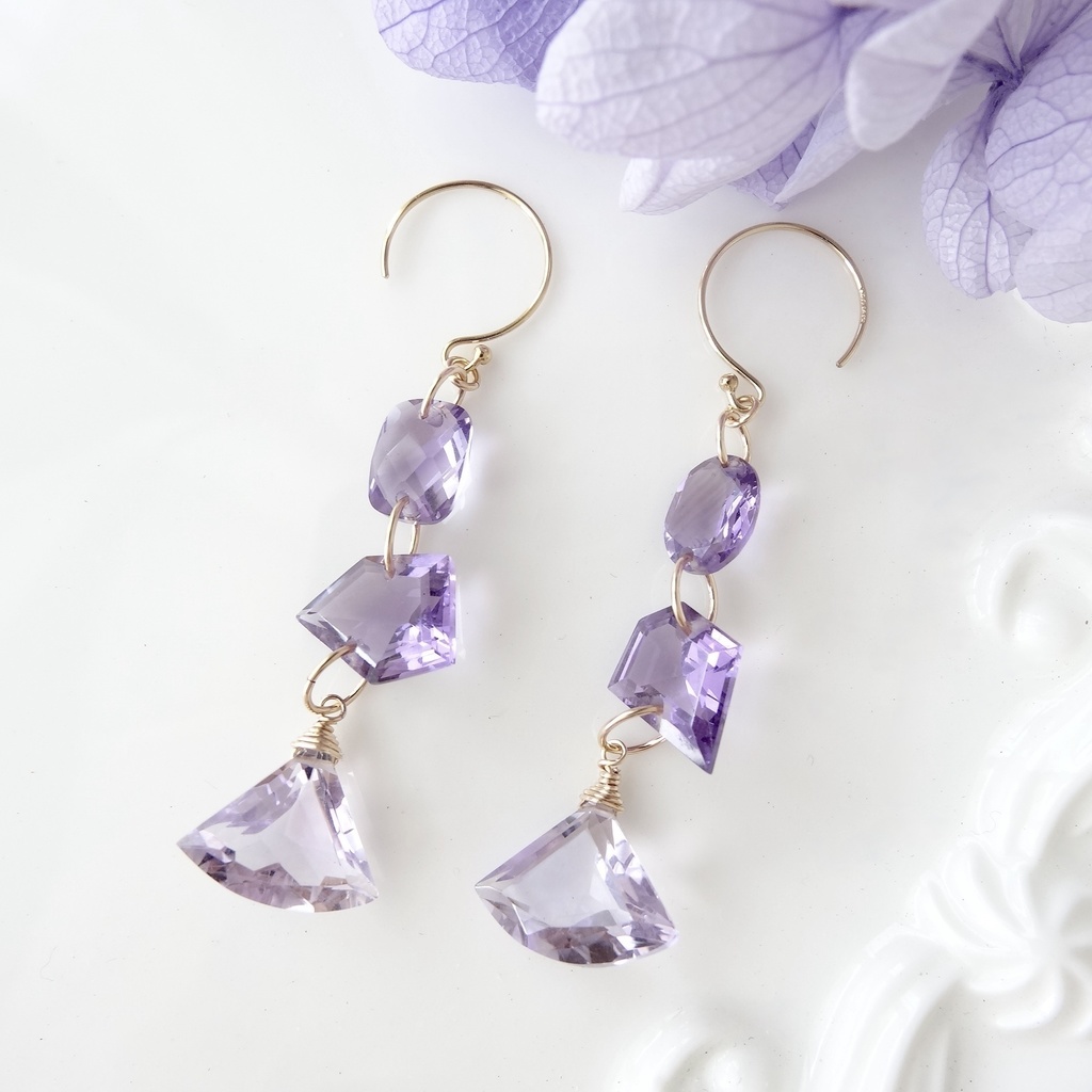 アメジスト＆14KGFピアス・グレープゼリー