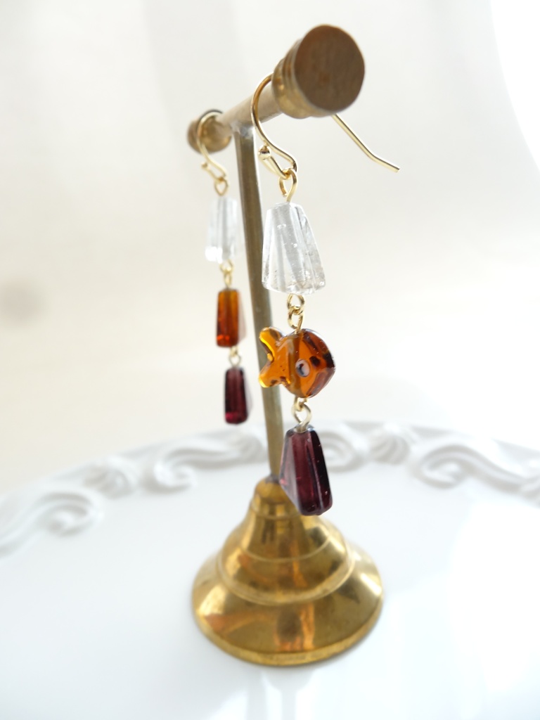 金魚さがし *ブラウン*・ピアス(イヤリングOK)