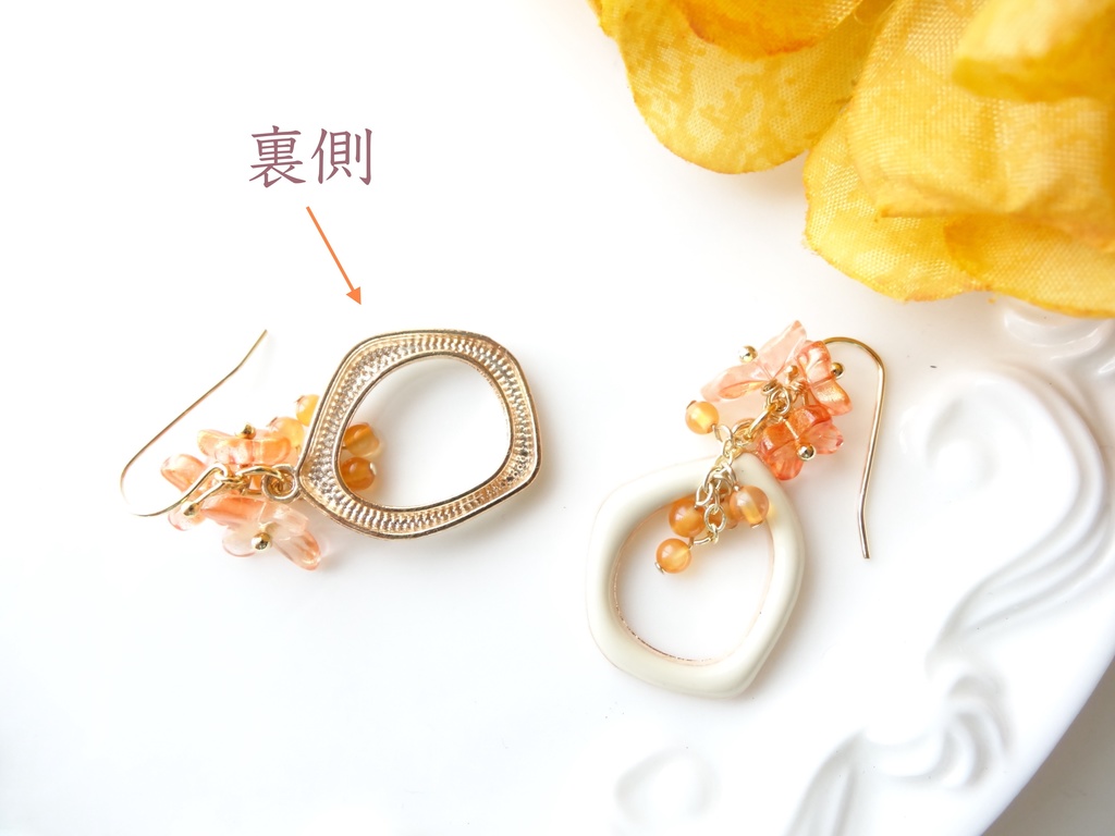 金木犀のフープピアスB(イヤリングOK)