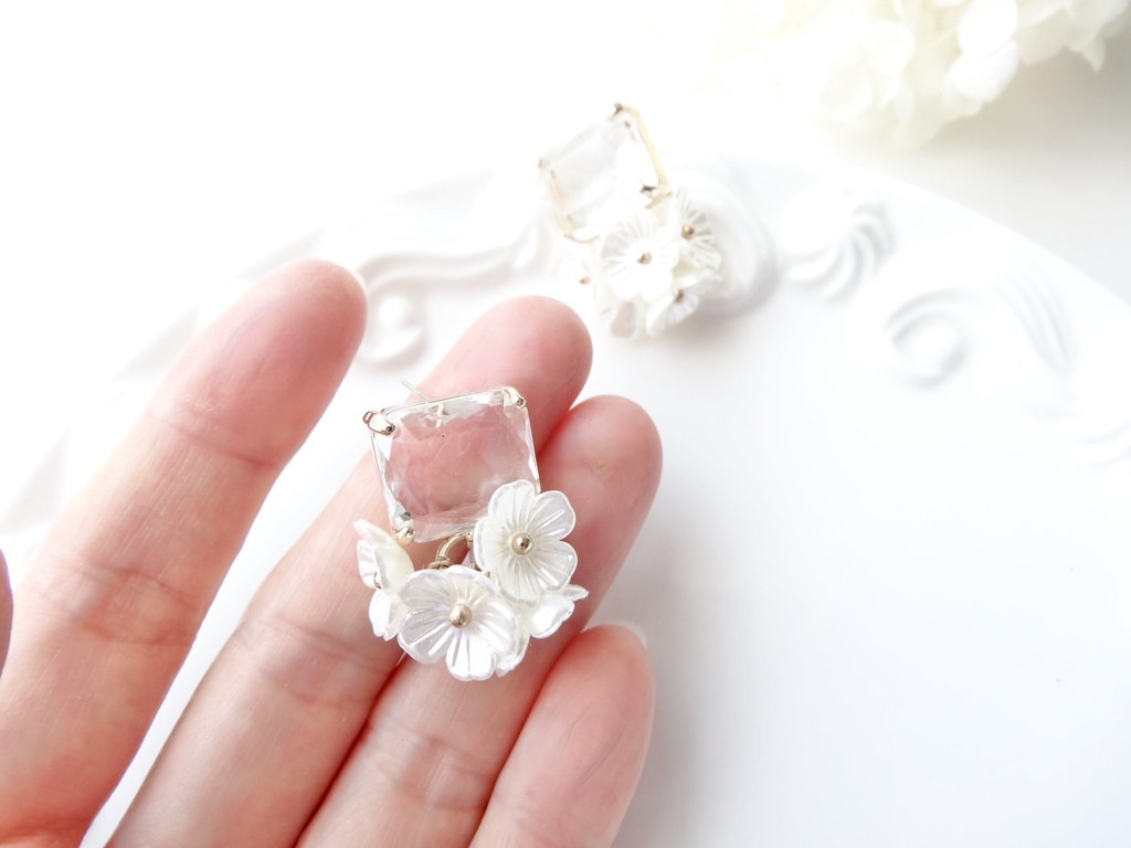 シルバー925ポスト・スクエアフラワー