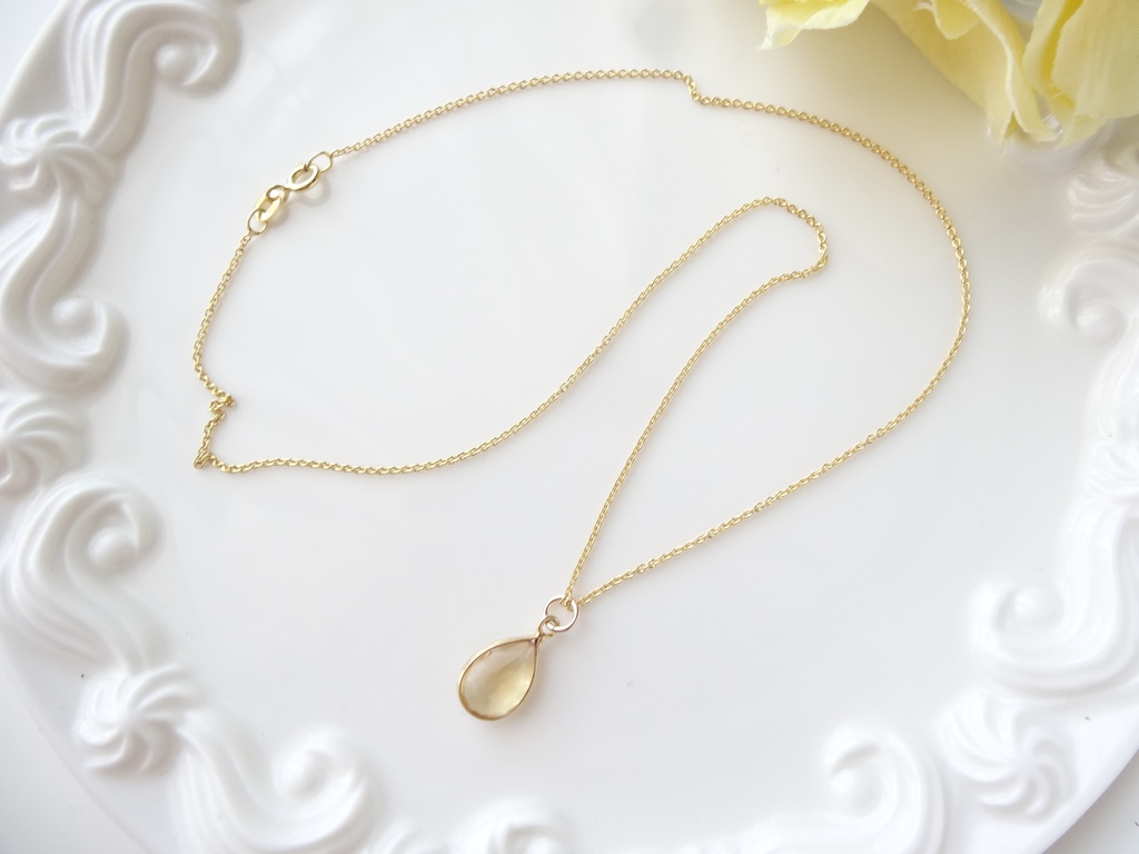 ドロップシトリン&silver925/K18ネックレス