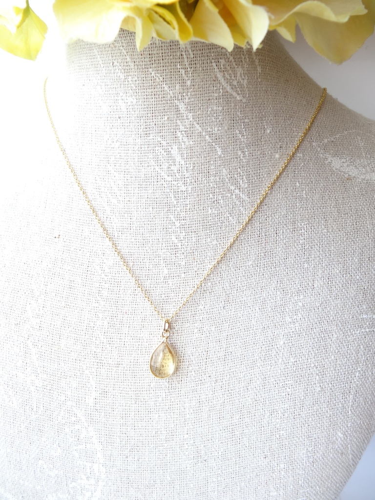 ドロップシトリン&silver925/K18ネックレス