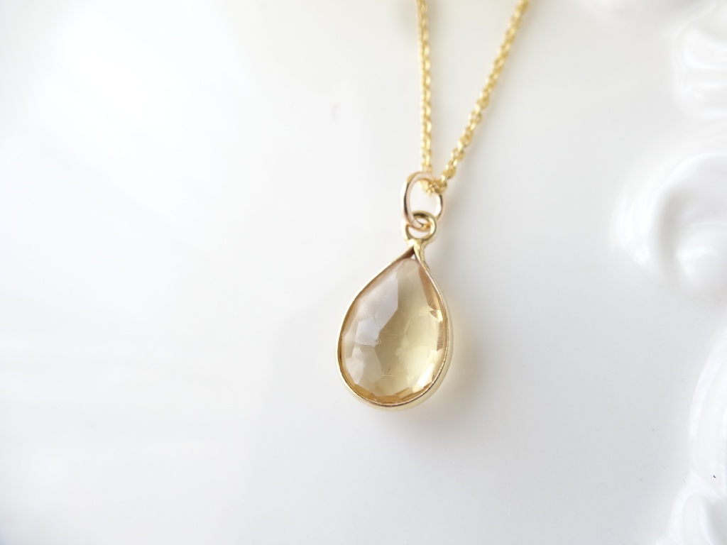 ドロップシトリン&silver925/K18ネックレス