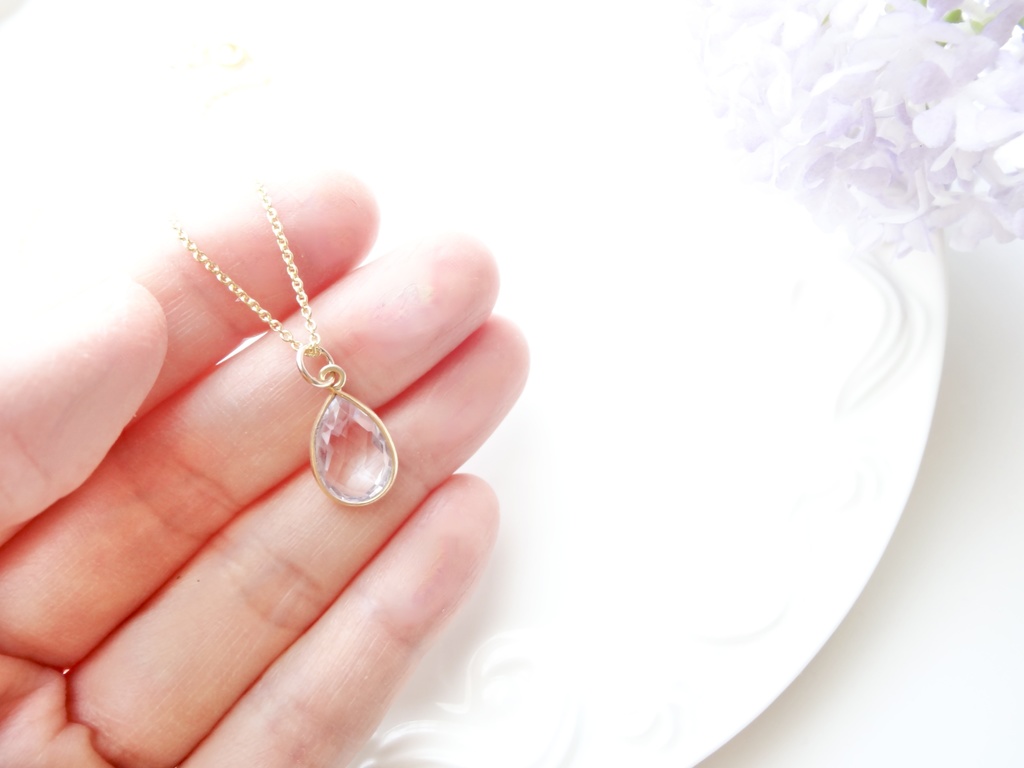 ドロップピンクアメジスト&silver925/K18ヴェルメイユネックレス