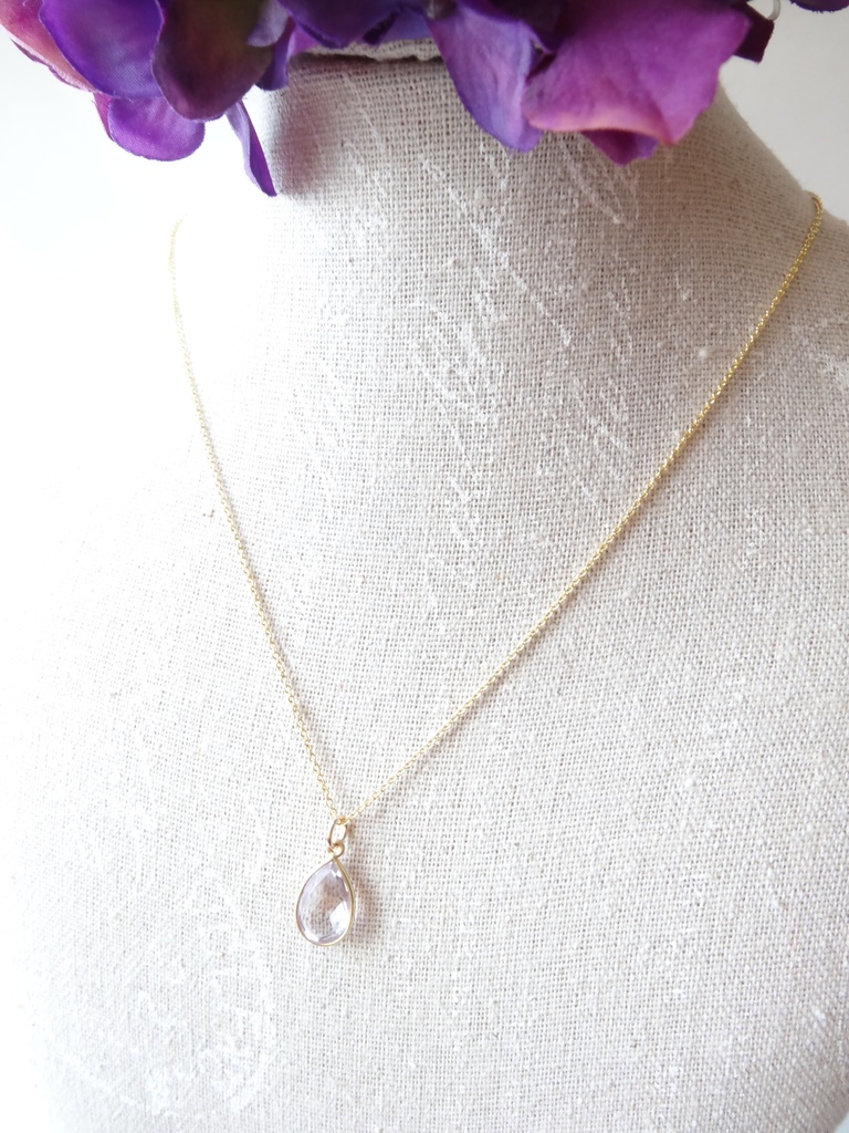 ドロップピンクアメジスト&silver925/K18ヴェルメイユネックレス