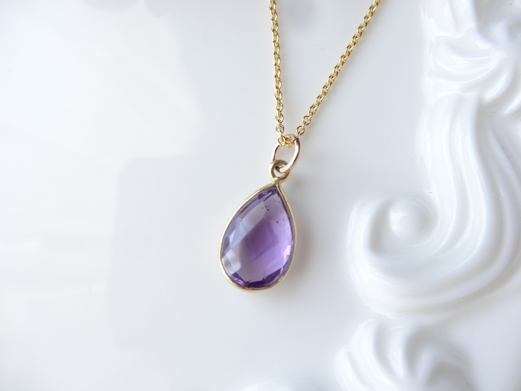 ドロップアメジスト&silver925/K18GPヴェルメイユネックレス