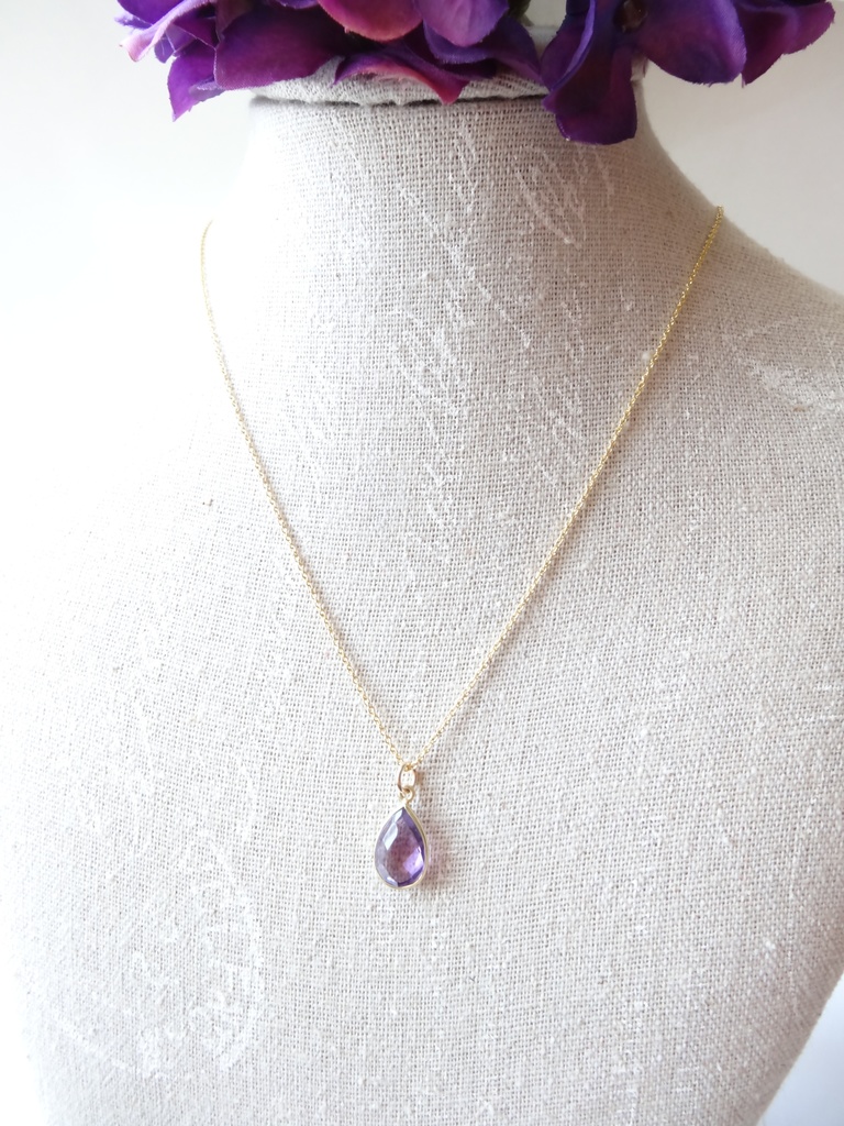 ドロップアメジスト&silver925/K18GPヴェルメイユネックレス