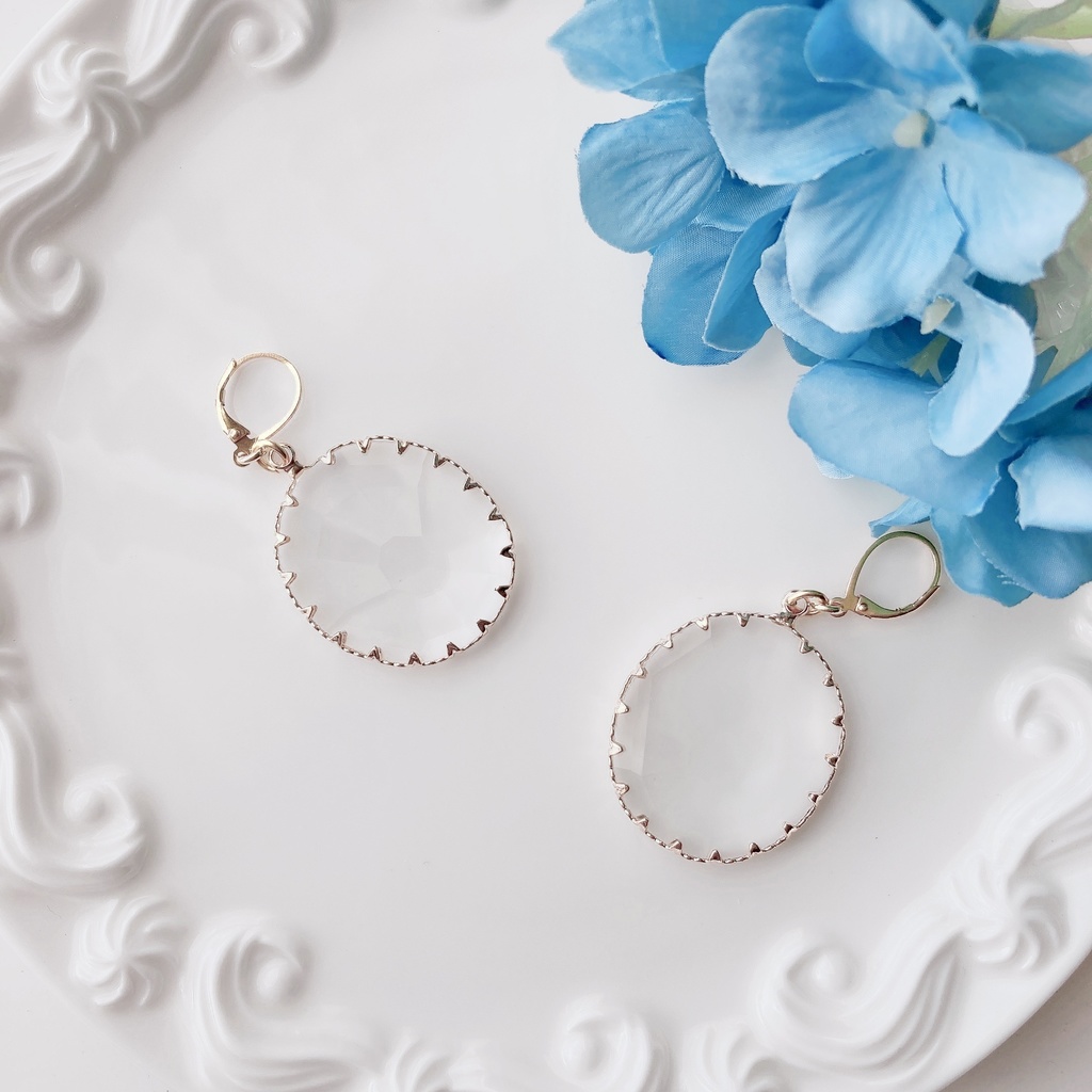 大ぶりピアス・冬の水たまり(イヤリングOK)