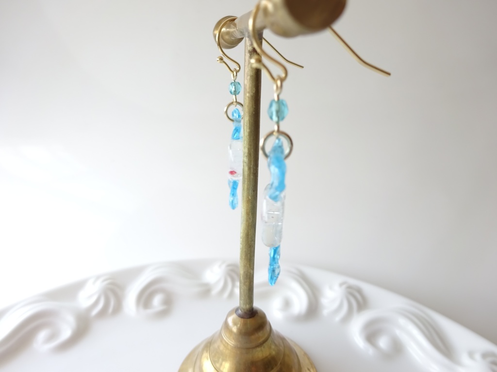 ガラス製・レトロキャンディピアスD(イヤリングOK)