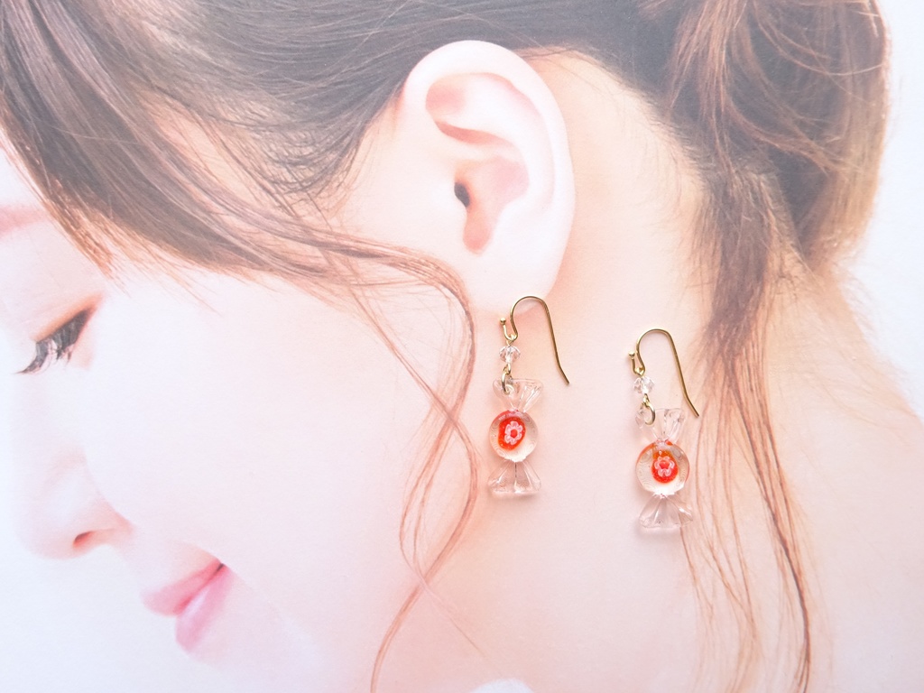 ガラス製・レトロキャンディーC(イヤリングOK)