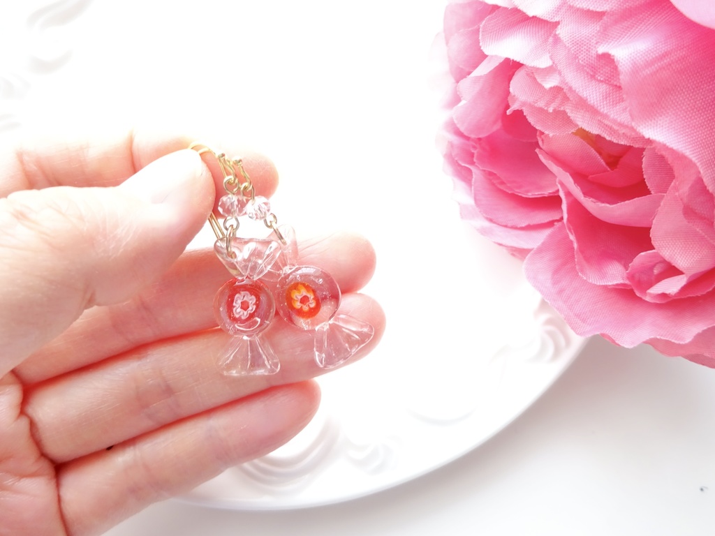 ガラス製・レトロキャンディーC(イヤリングOK)