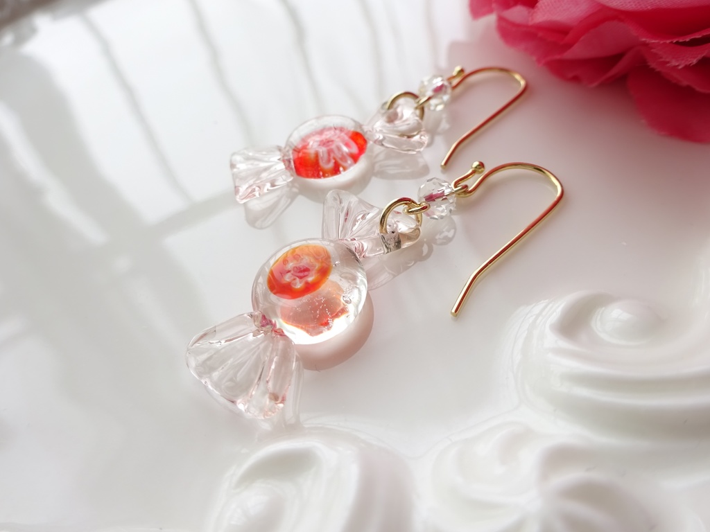 ガラス製・レトロキャンディーC(イヤリングOK)