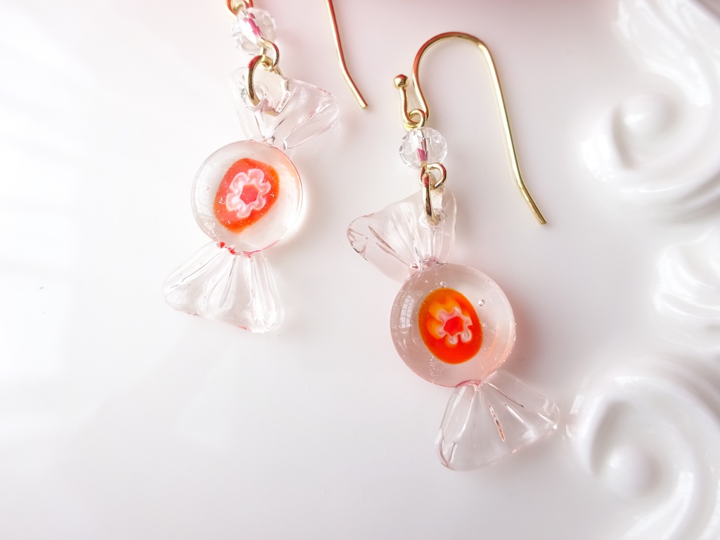 ガラス製・レトロキャンディーC(イヤリングOK)