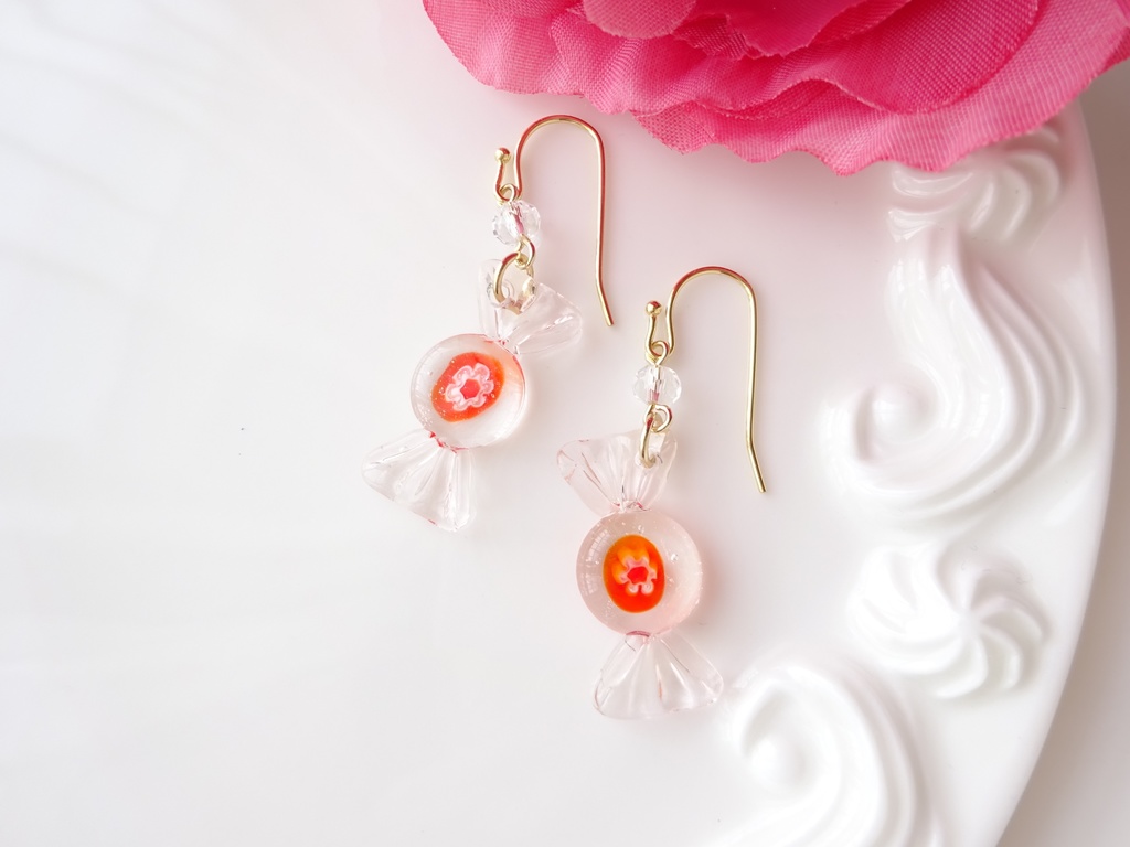 ガラス製・レトロキャンディーC(イヤリングOK)