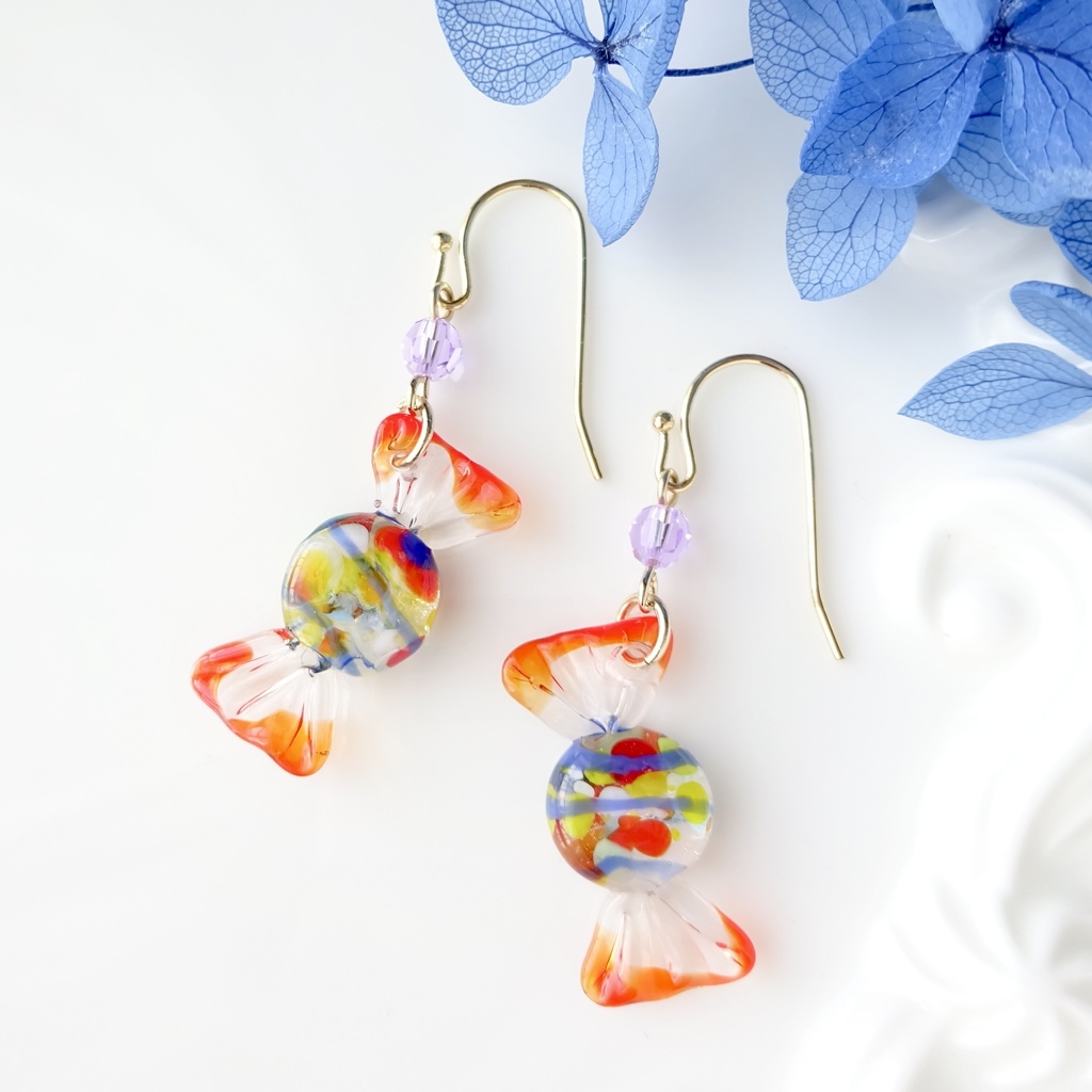 ガラス製・レトロキャンディーB(イヤリングOK)