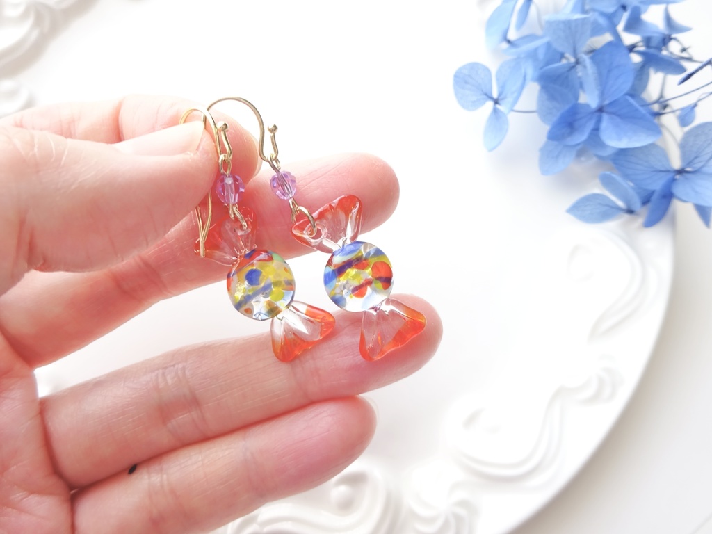 ガラス製・レトロキャンディーB(イヤリングOK)