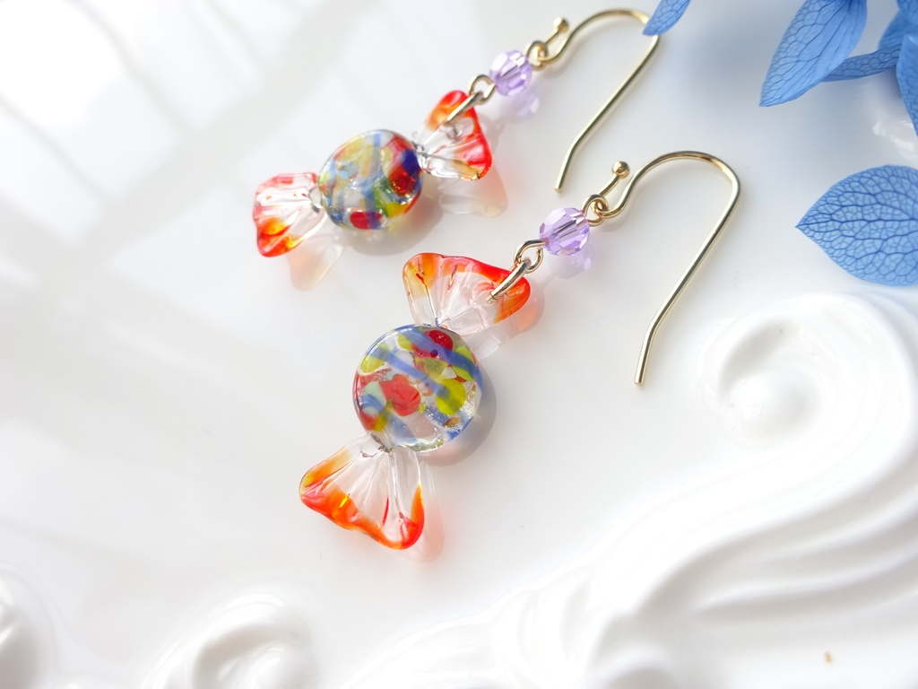 ガラス製・レトロキャンディーB(イヤリングOK)