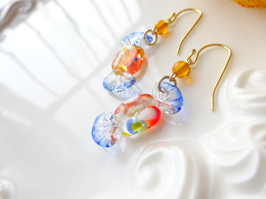 ガラス製・レトロキャンディーA(イヤリングOK)