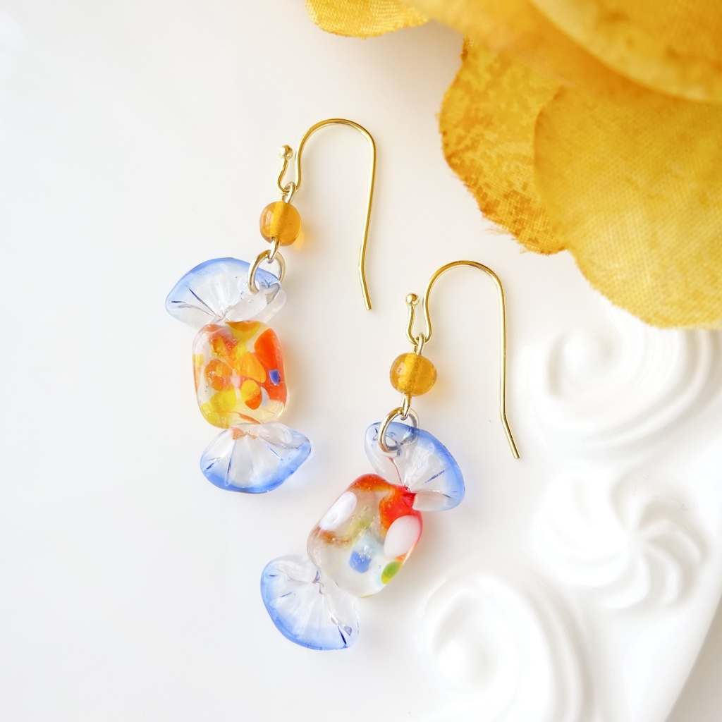 ガラス製・レトロキャンディーA(イヤリングOK)