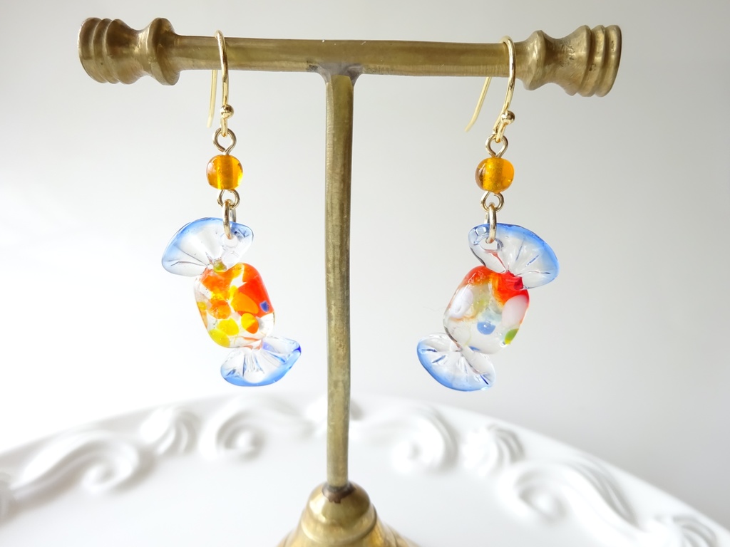 ガラス製・レトロキャンディーA(イヤリングOK)