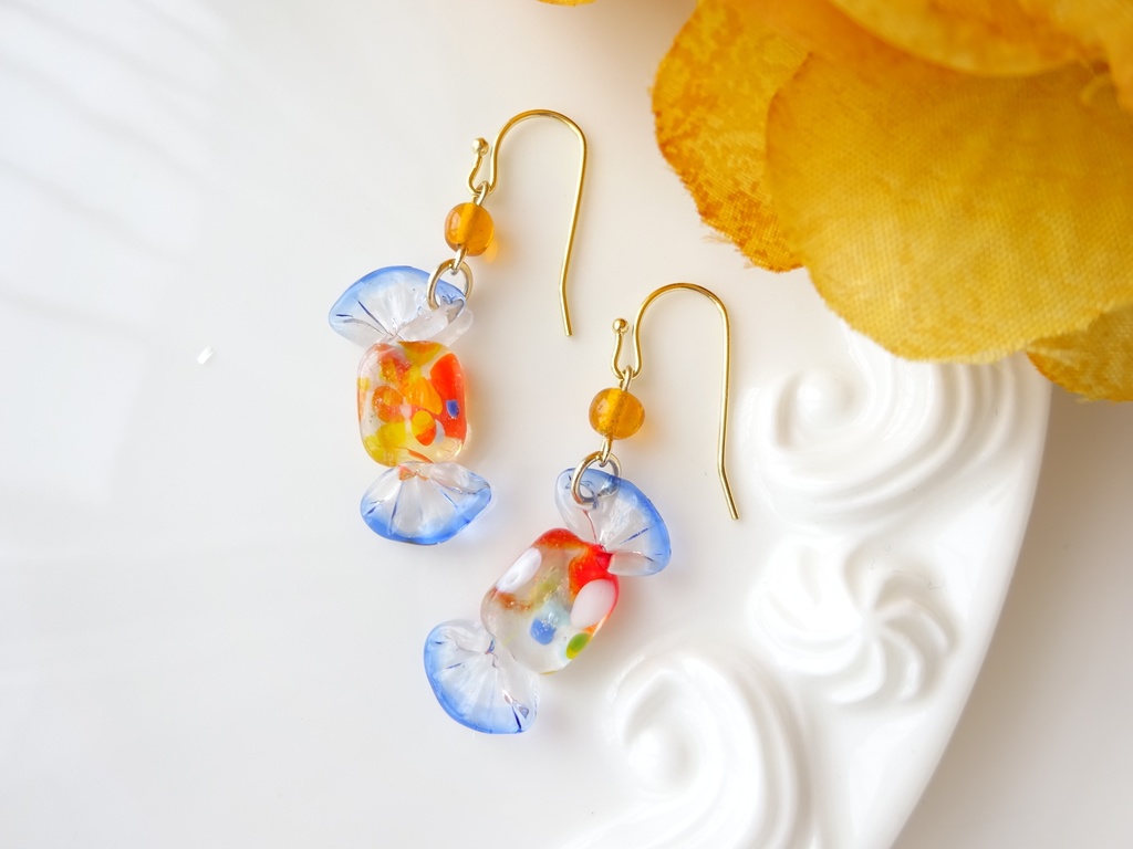 ガラス製・レトロキャンディーA(イヤリングOK)