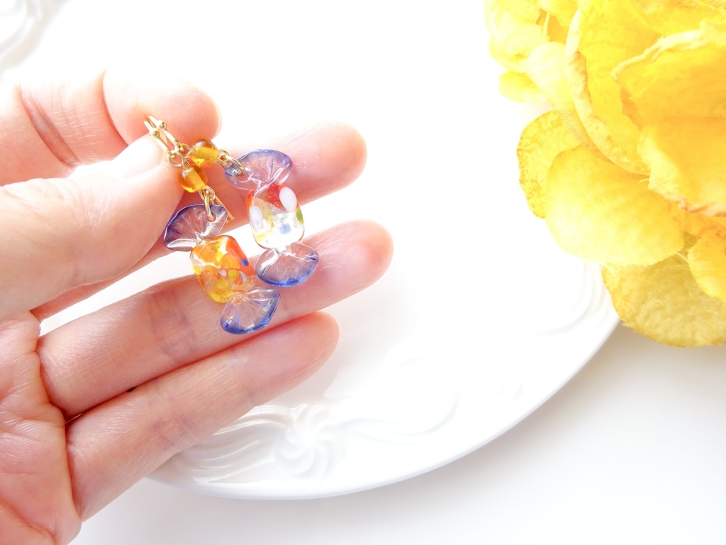 ガラス製・レトロキャンディーA(イヤリングOK)